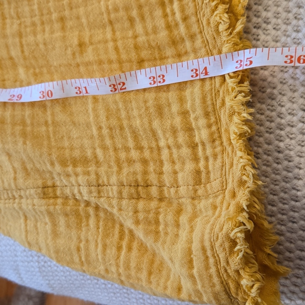 Eileen Fisher Yellow Cap Sleeve Dress, Pockets, Fringe Bottom, Fits Up To 1x - Picture 8 of 9